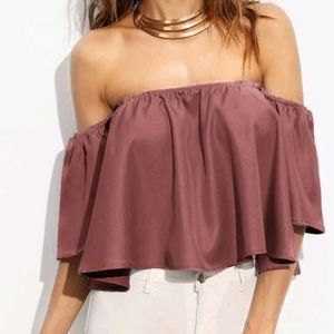 New Off Shoulder Flounce Crop Top